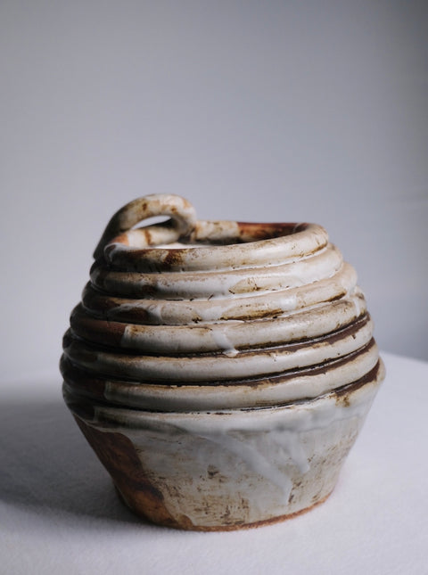 Vintage Coil Brown and Cream Glaze  Studio Pot