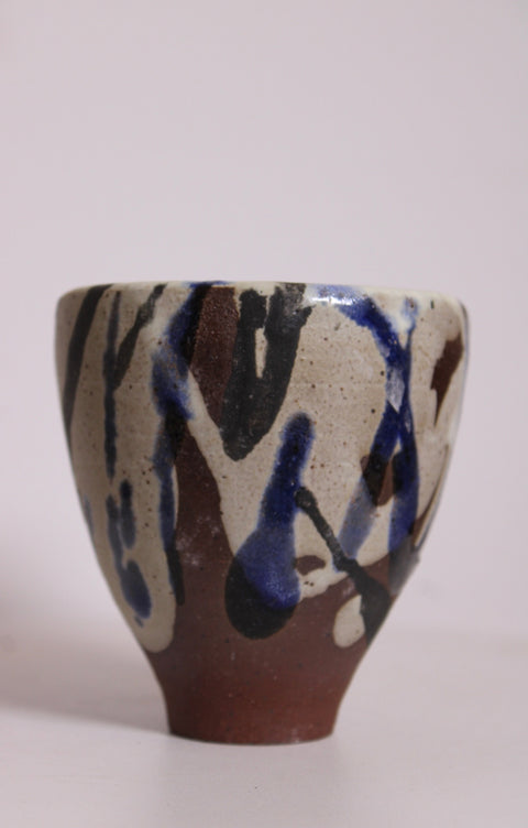 Abstract Brushwork Studio Pottery Cup