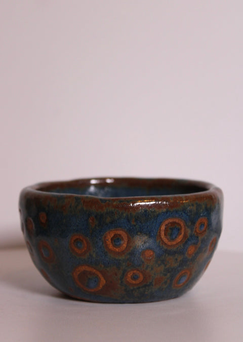 Blue Orange Ring Studio Pottery Bowl