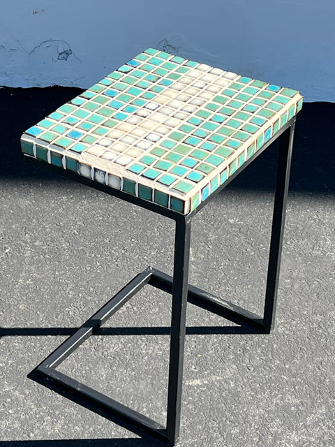 Hand Tiled Turquoise Side Table