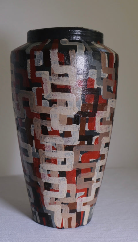 Triangular Geometric Red Vase