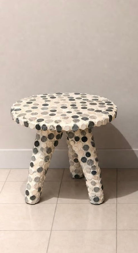 Hand Tiled Side Table (Blue/Grey/Cream)