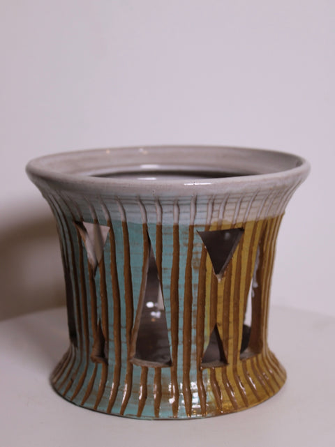 Geometric Pierced Studio Pottery Planter