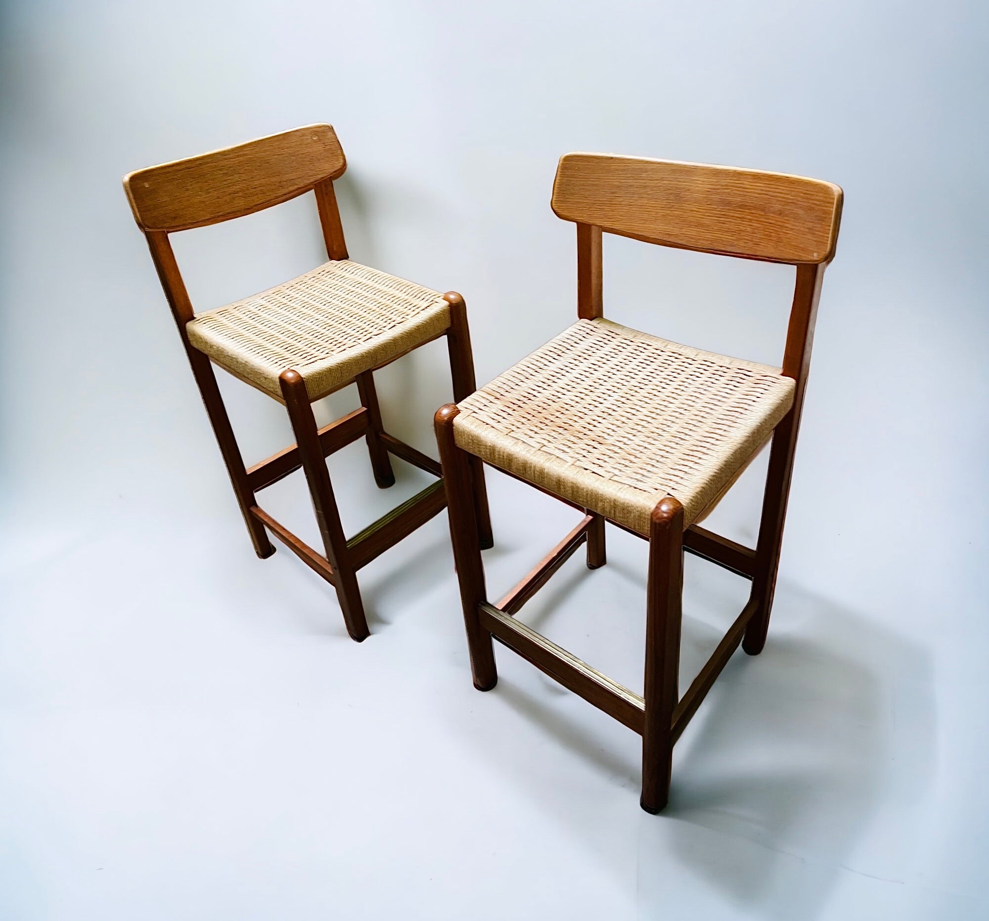 Woven/Wood Tall MCM Barstools (Vintage)