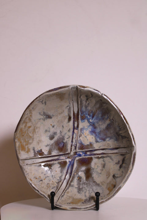 Signed SG Modernist Ceramic Obelisk Sculpture