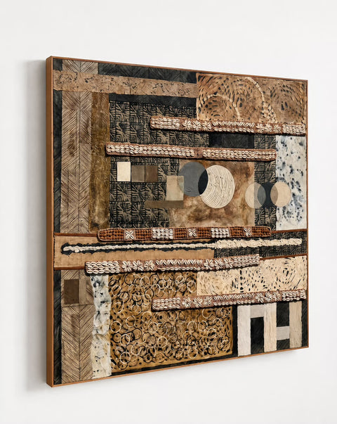 “Ivory Coast” Mixed Media Natural Framed Abstract