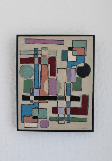 Angela Dickerson Pastel City Grid Original Framed Artwork