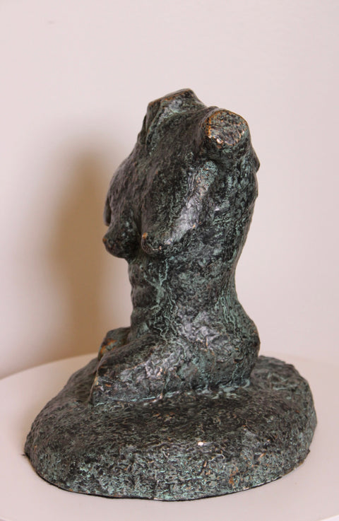 Vintage Brutalist Nude Female Bronze Sculpture Modernist Figurative Art