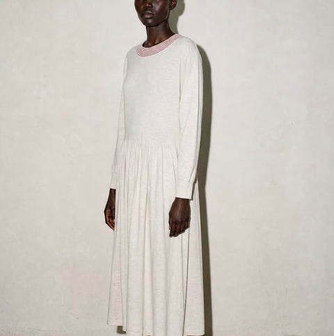 Smyth Cream Knit Dress with Striped Neckline — product detail