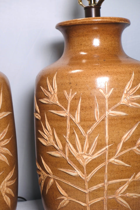 Pair of MCM Stoneware Warm Table Lamps