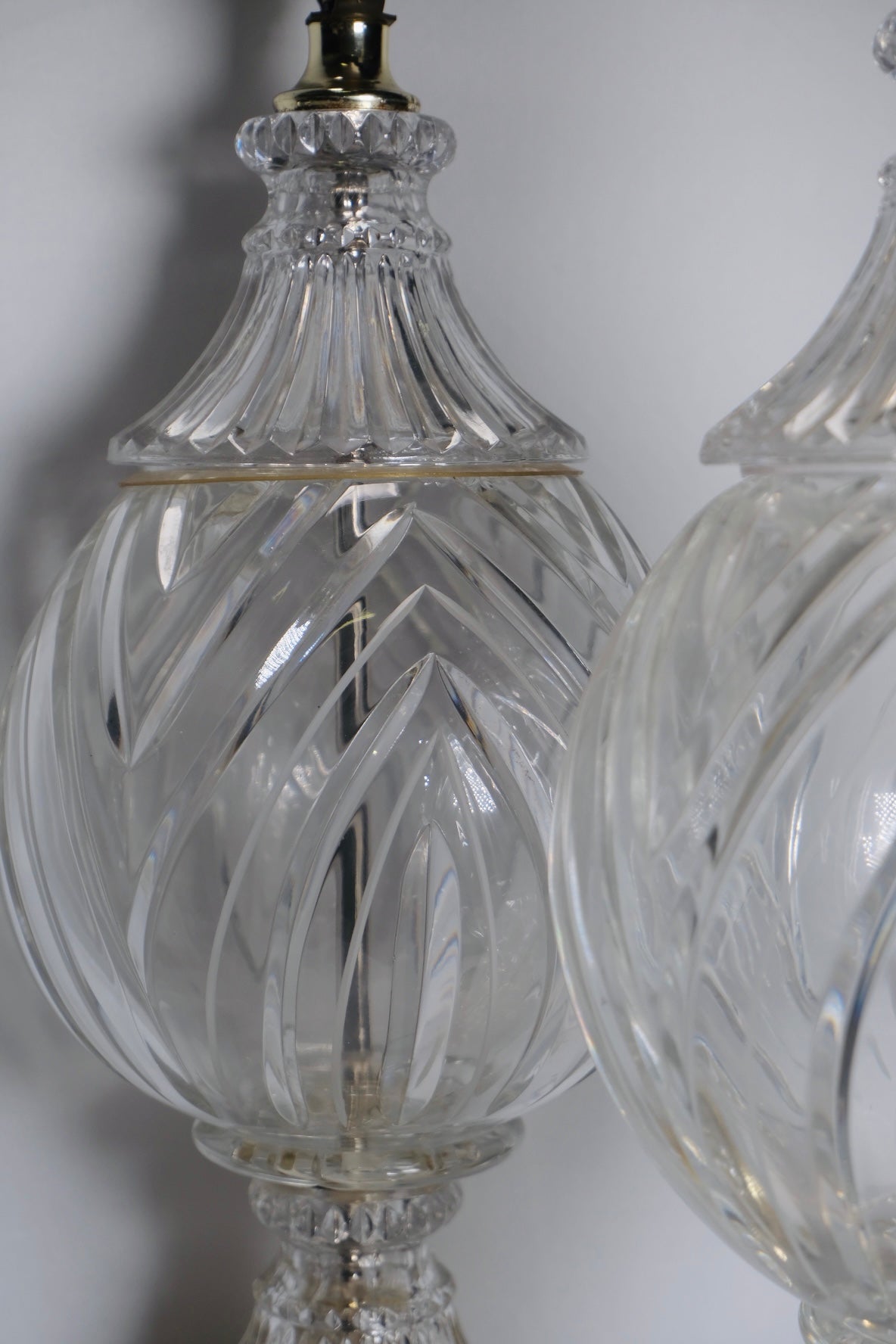 “Hollywood Regency” Crystal Ball And Brass Lamps (Pair/Vintage)