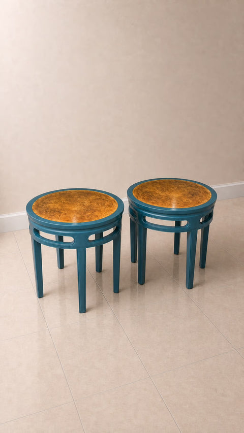 Pair Baker Teal Side Tables