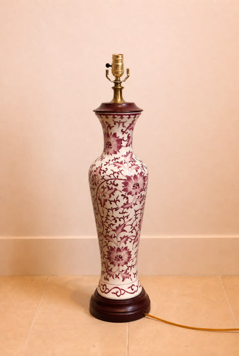 Antique English Porcelain Floral Table Lamp
