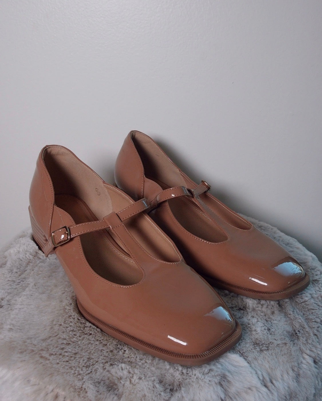 Pre Owned Pleather Mary Jane Sandals | Chunky Platform Block Heel Shoes | Minimal Y2K Strap Heels