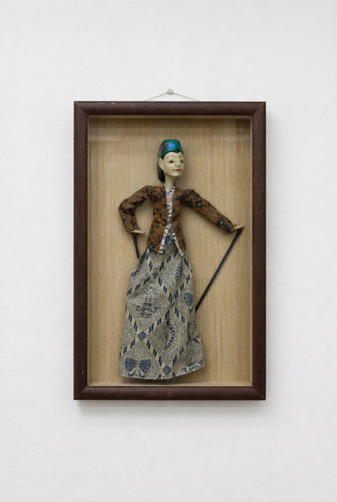 Framed Javanese Wayang Puppet Textile Art