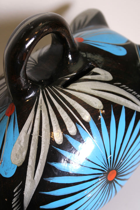 Black Floral Pig Tonalá Piggy Bank