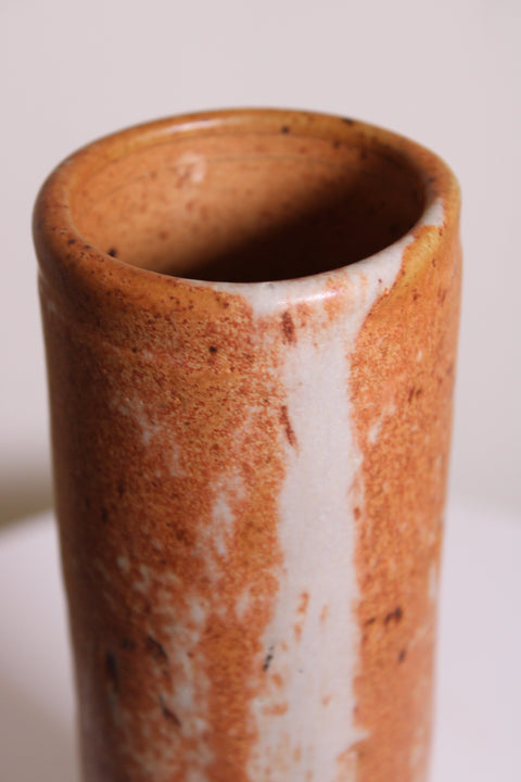 Orange Speckled Cylinder Bud Vase