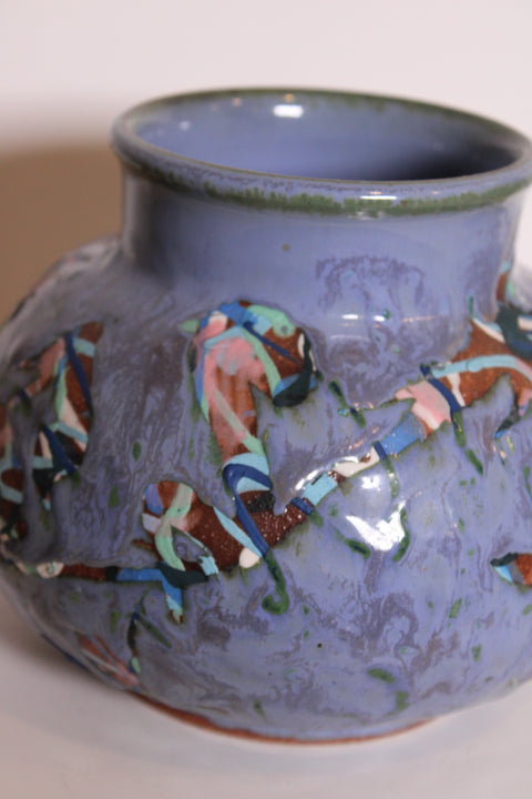 Purple Floral Studio Pottery Vase
