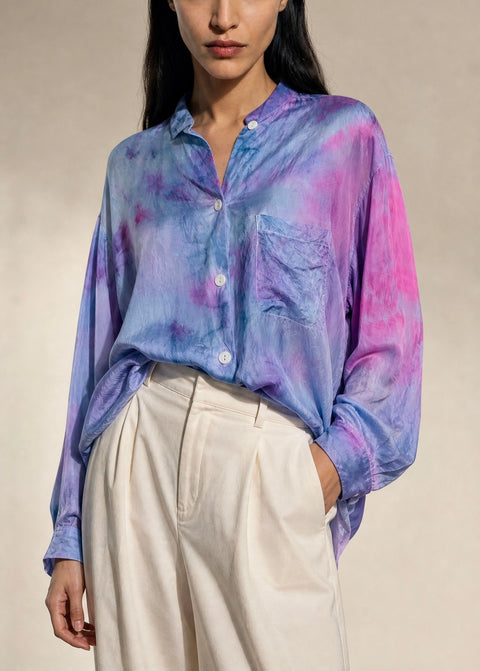 Lavender Silk Tie-Dye Silk Blouse