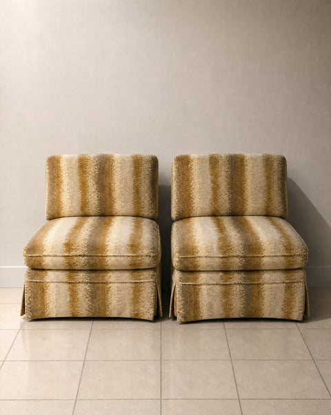 Pair 1970s Vintage Oversized Slipper Chairs