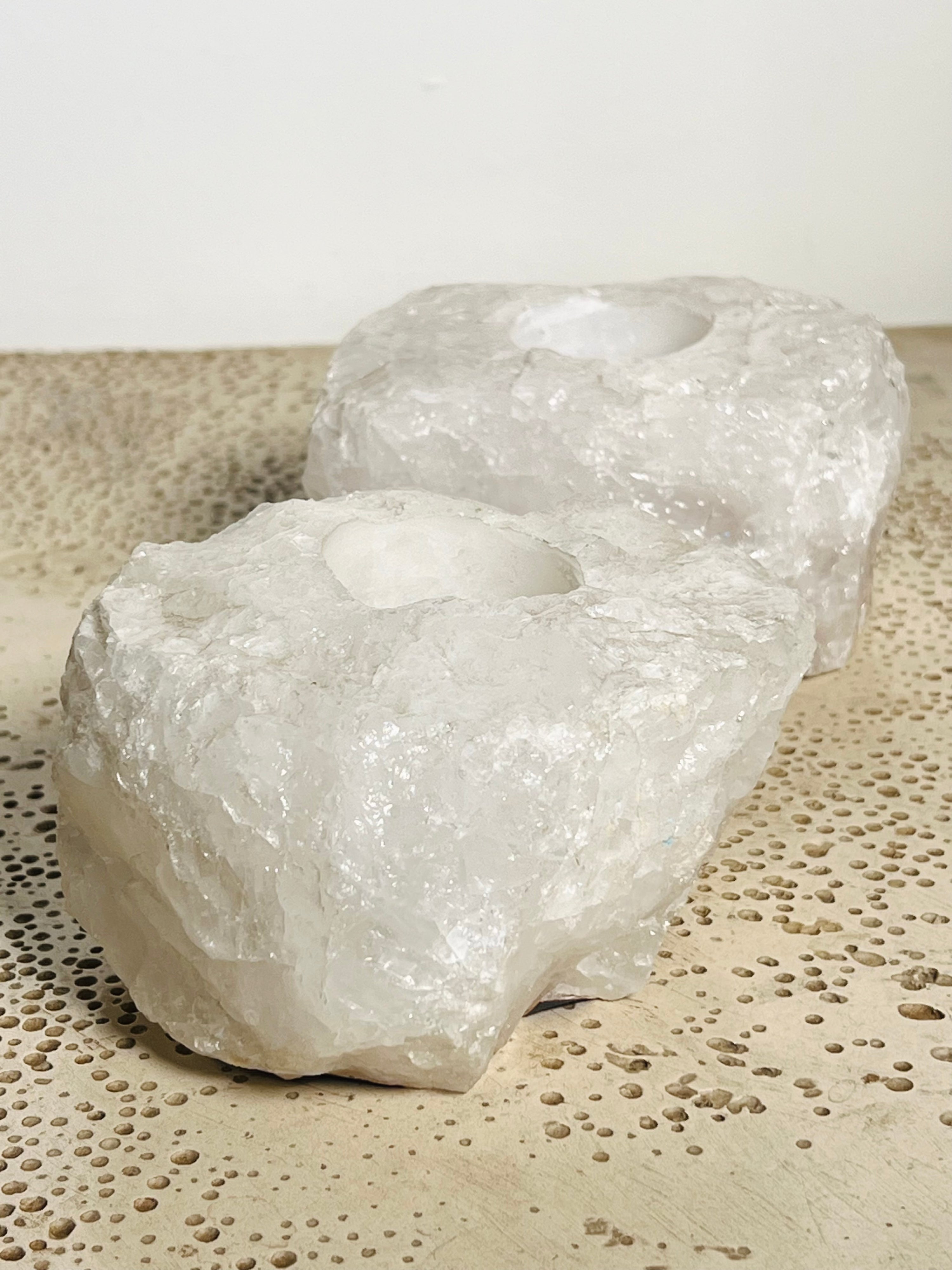 White Quartz Candle Holders