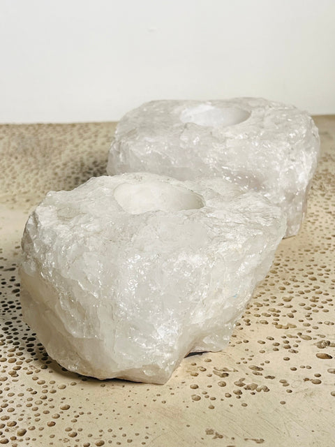 White Quartz Candle Holders