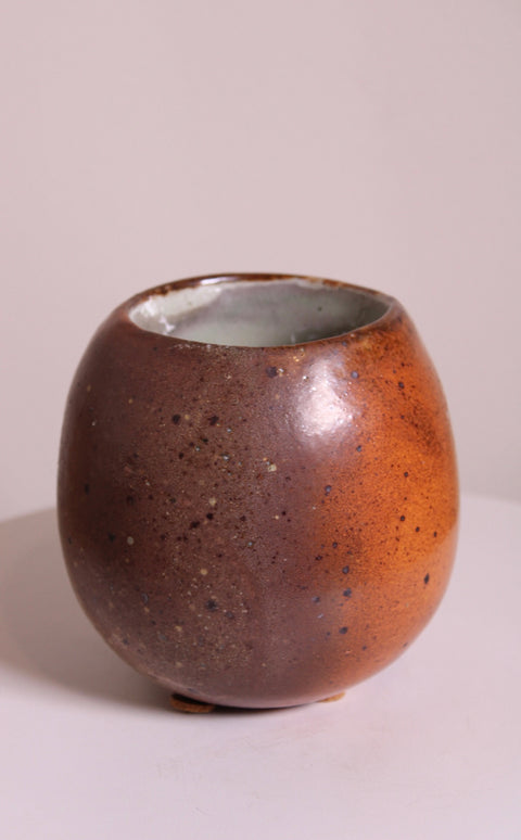 Speckled Orange Round Studio Pottery Cup