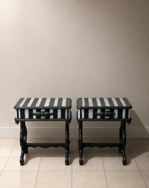Antique Striped Side Tables