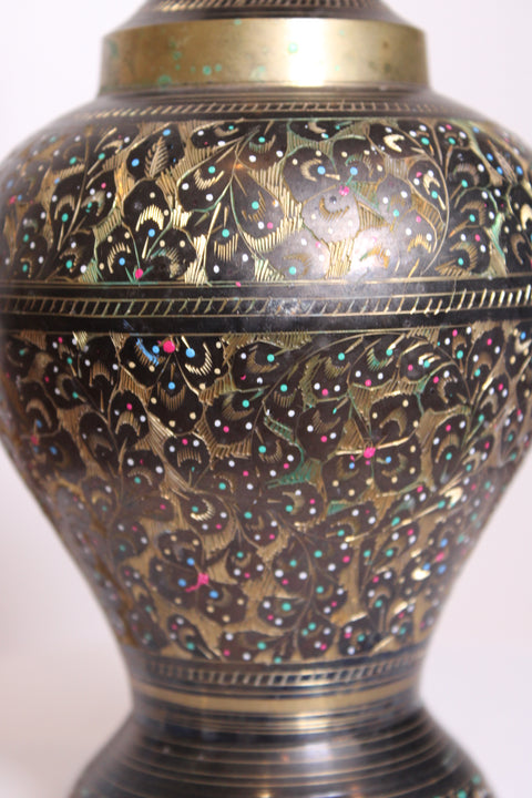 Ornate Enamel Brass Vase