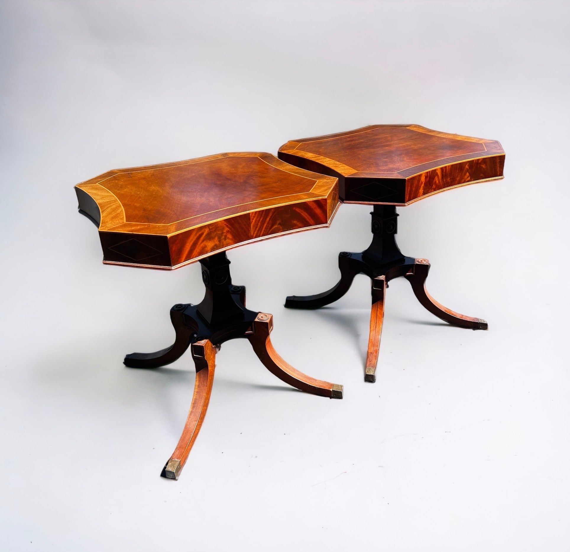 “Weiman” 1950s Regency Style Mahogany Side Tables (Pair/Vintage)