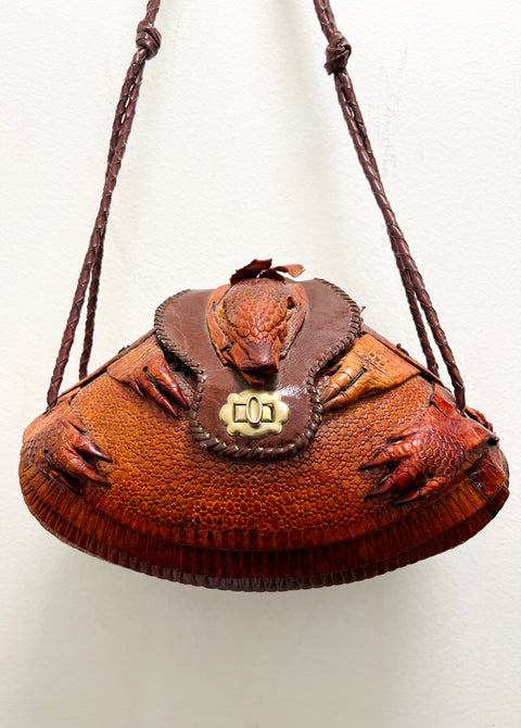 Armadillo Shell Shoulder Bag with Braided Strap