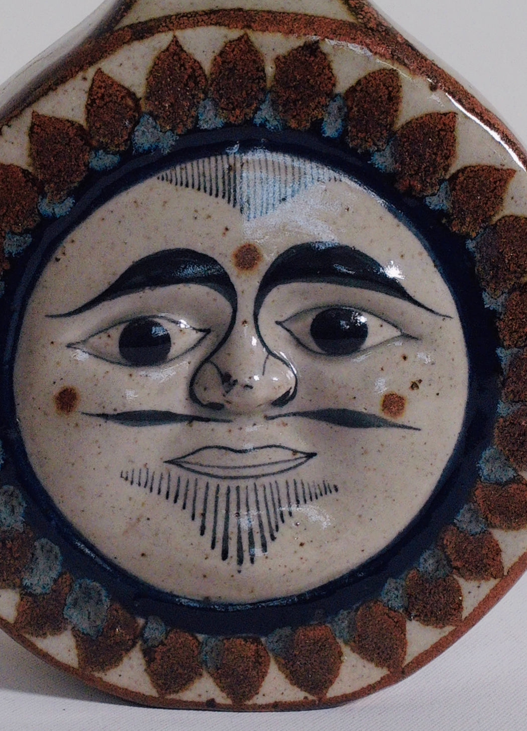 “Jorge Wilmot” Tonalá Vintage Pottery Vase – Sun & Moon Double-Sided Mexican Stoneware