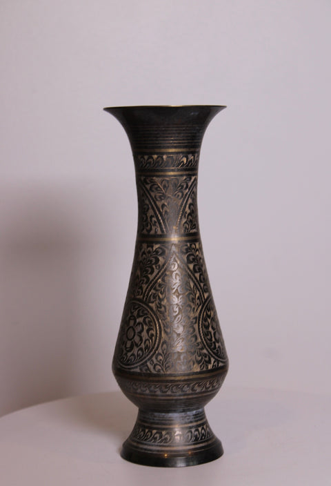 Dark Etched Brass Vase
