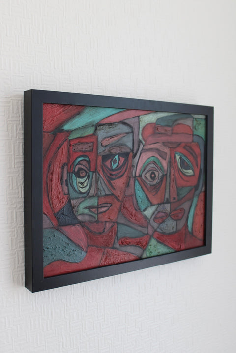 Angela Dickerson Crimson Dialogue Original Framed Artwork