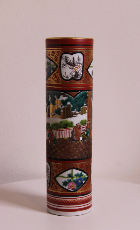 Japanese Kutani Style Cylinder Vase