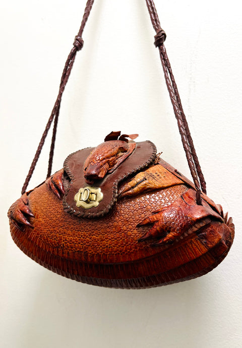 Armadillo Shell Shoulder Bag with Braided Strap