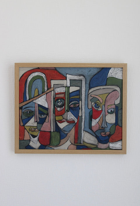 Angela Dickerson Red Blue Chorus Original Framed Artwork