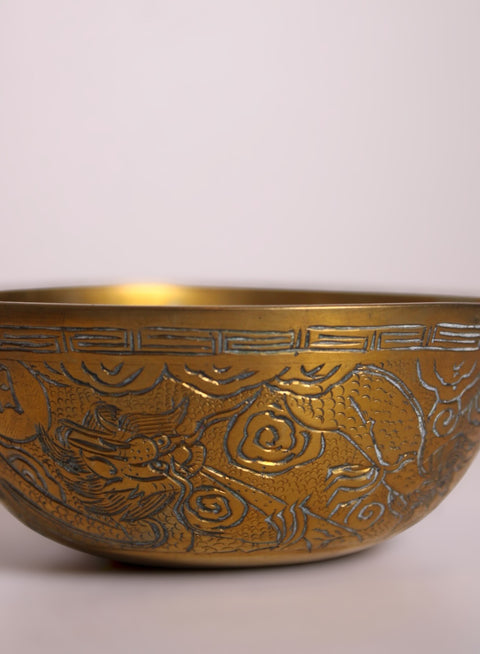 Etched Brass Dragon Bowl