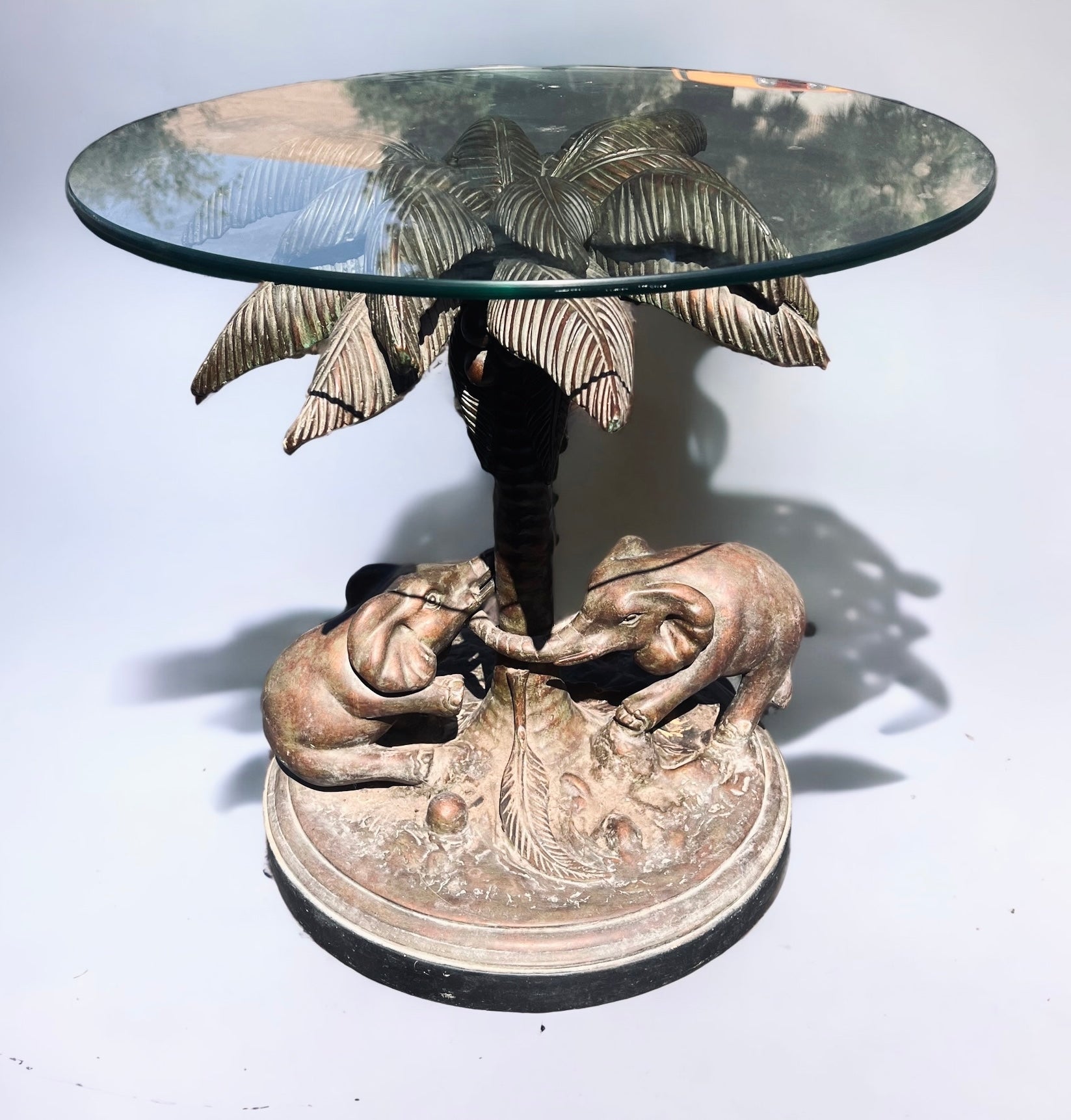 Mid Century Modern Bronze Elephant Side Table