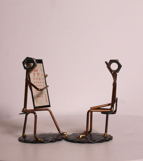 Miniature Metal Eye Exam Sculpture