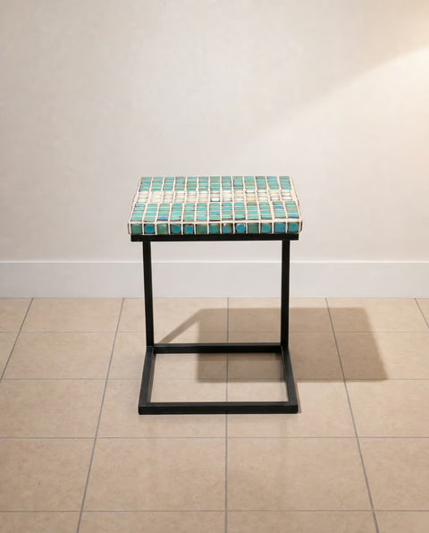 Hand Tiled Turquoise Side Table