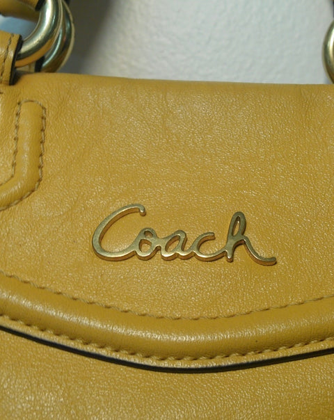 Pre Owned Coach Yellow Leather Satchel | Gold Hardware Pleated Shoulder Bag | Soft Slouch Vintage Handbag