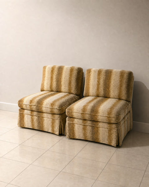 Pair 1970s Vintage Oversized Slipper Chairs