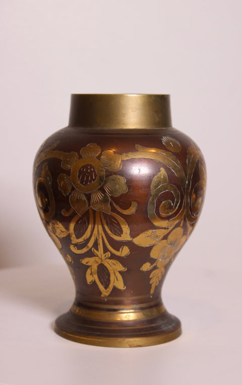 Brass Floral Cachepot Vase