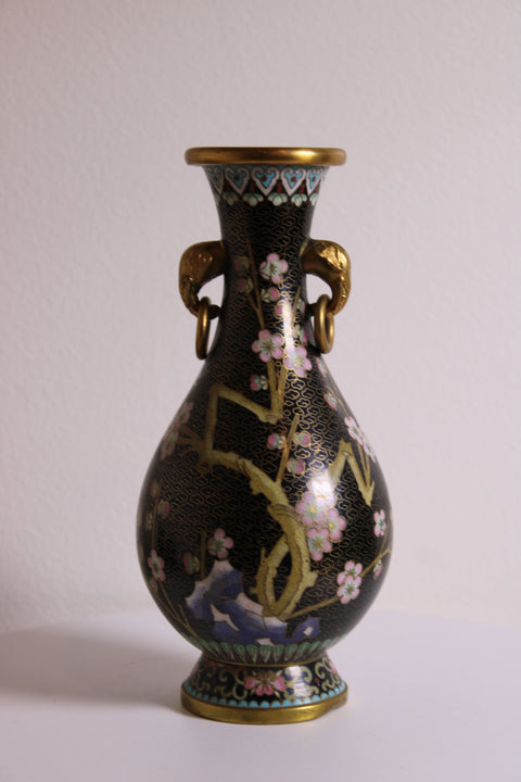 Vintage Chinese Cloisonné Double-Handle Vase