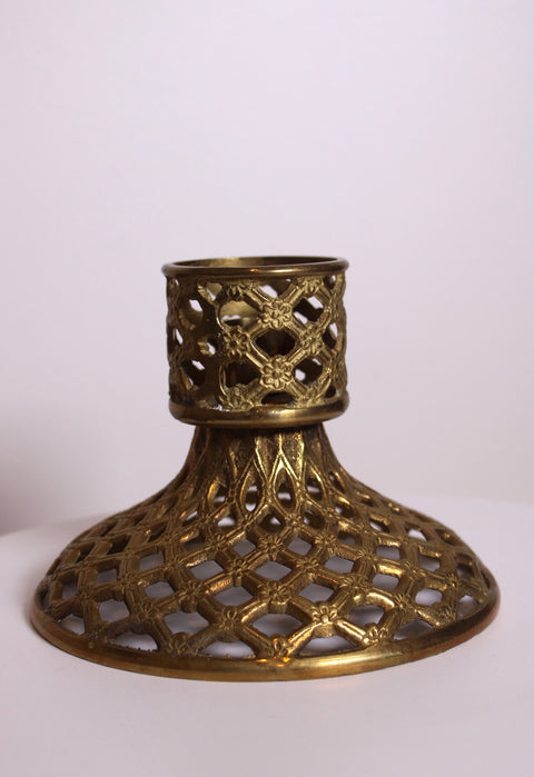 Pair of Pierced Brass Candle Holders
