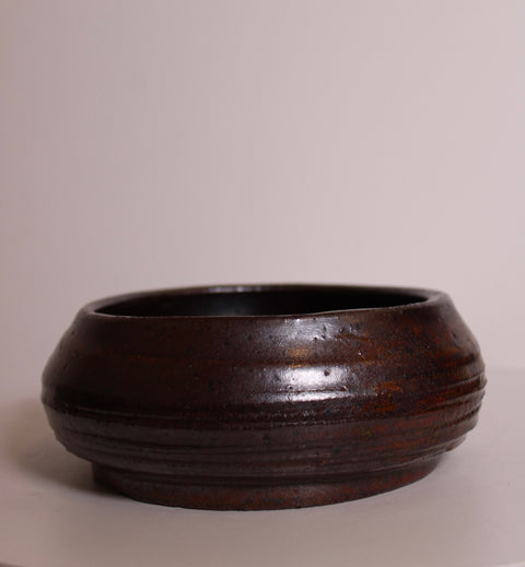 Low Dark Brown Studio Pottery Bowl