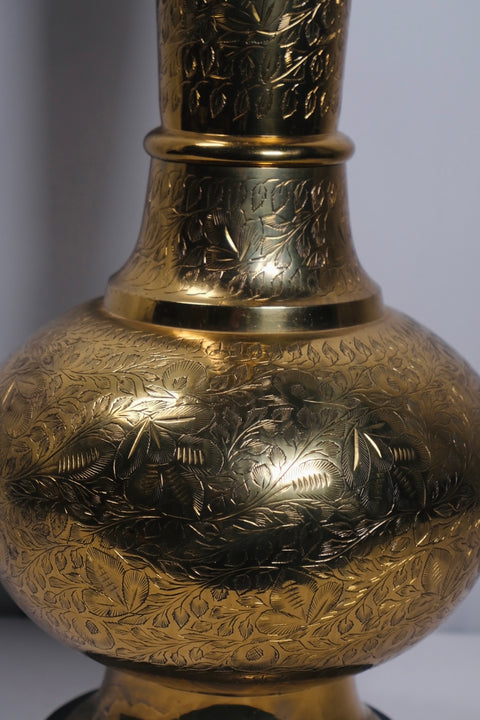 Vintage Tall Moorish Polished Brass Decorative Lamp