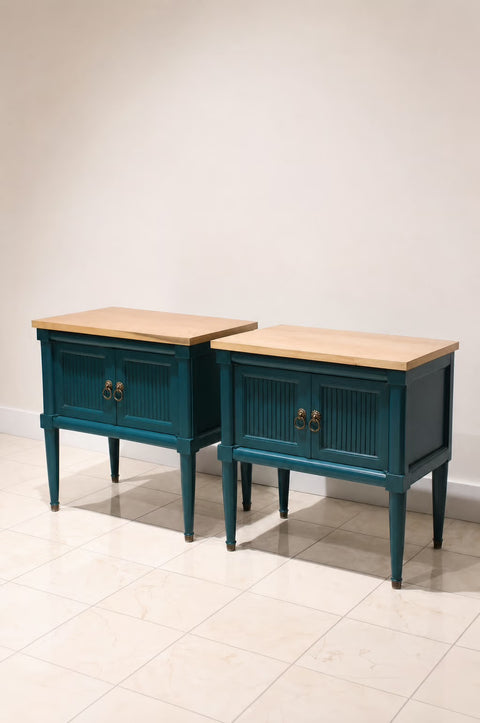 Vintage Teal Side Tables (Pair)