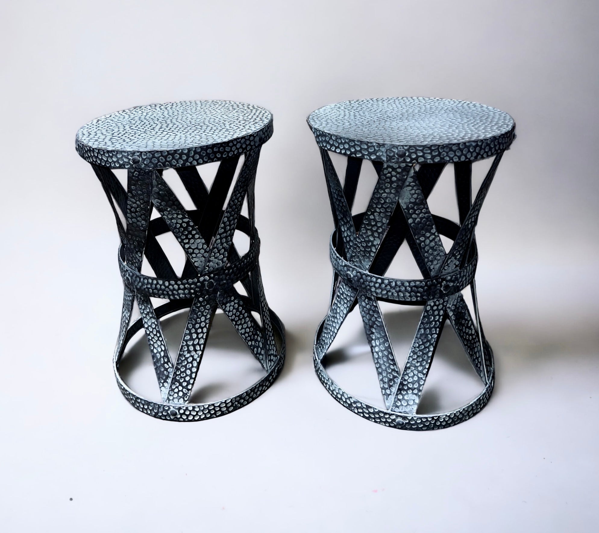 Hammered Metal Side Tables (Pair)